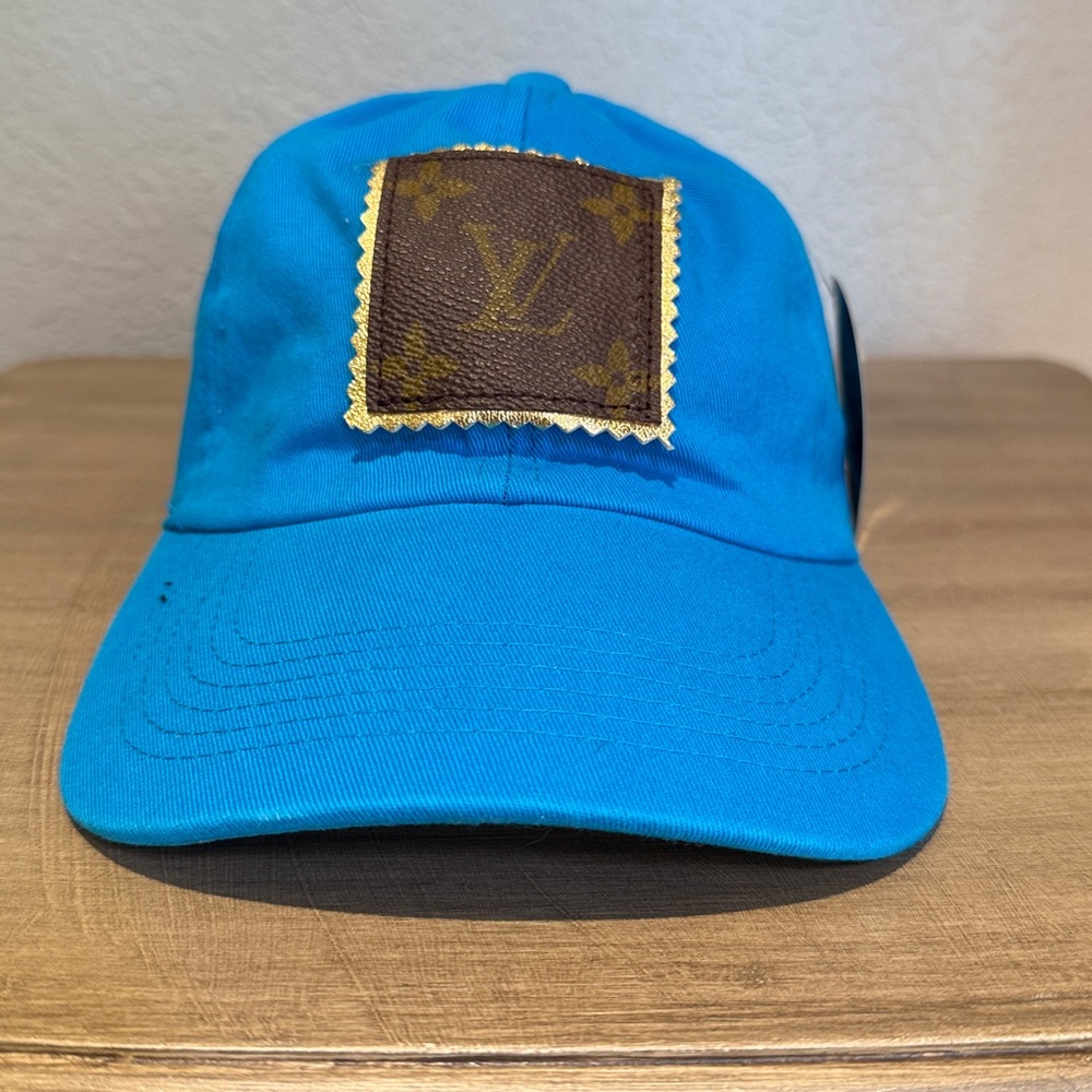 Bight teal Cap with Louis Vuitton vintage Patch